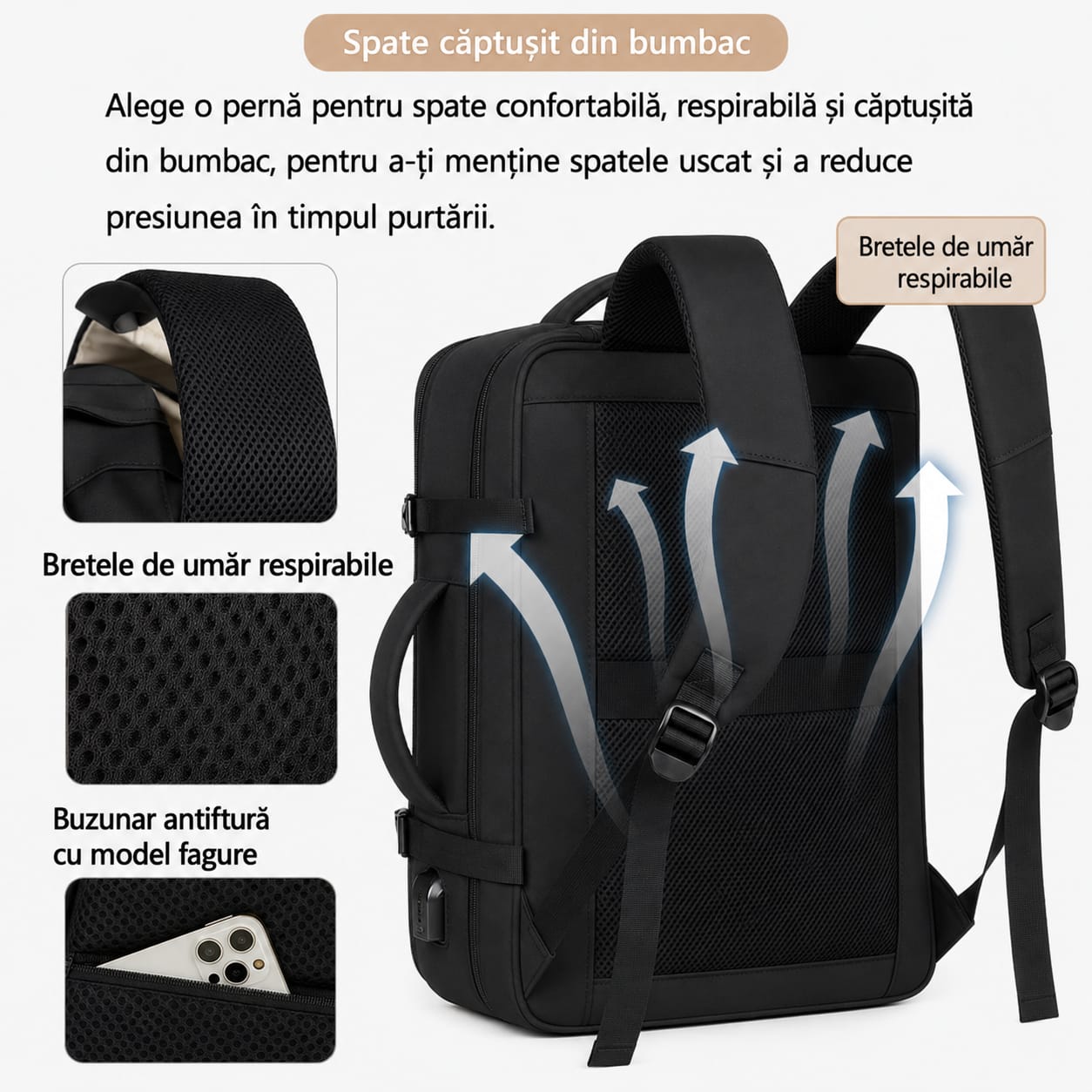 Rucsac de Călătorie LUNARIA, culoarea negru