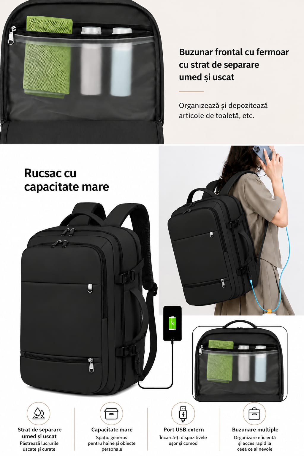 Rucsac de Călătorie LUNARIA, culoarea negru