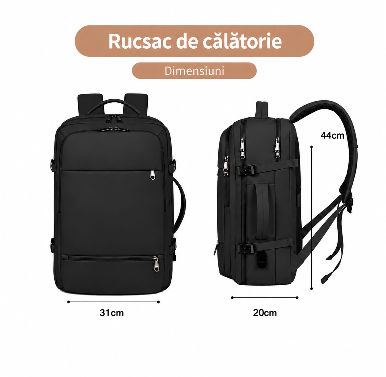 Rucsac de Călătorie LUNARIA, culoarea negru