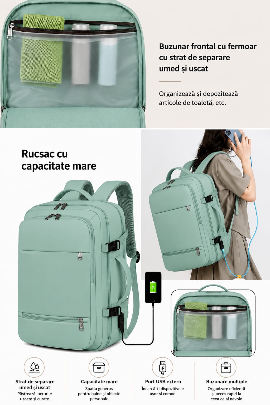 Rucsac de Călătorie LUNARIA, culoarea verde