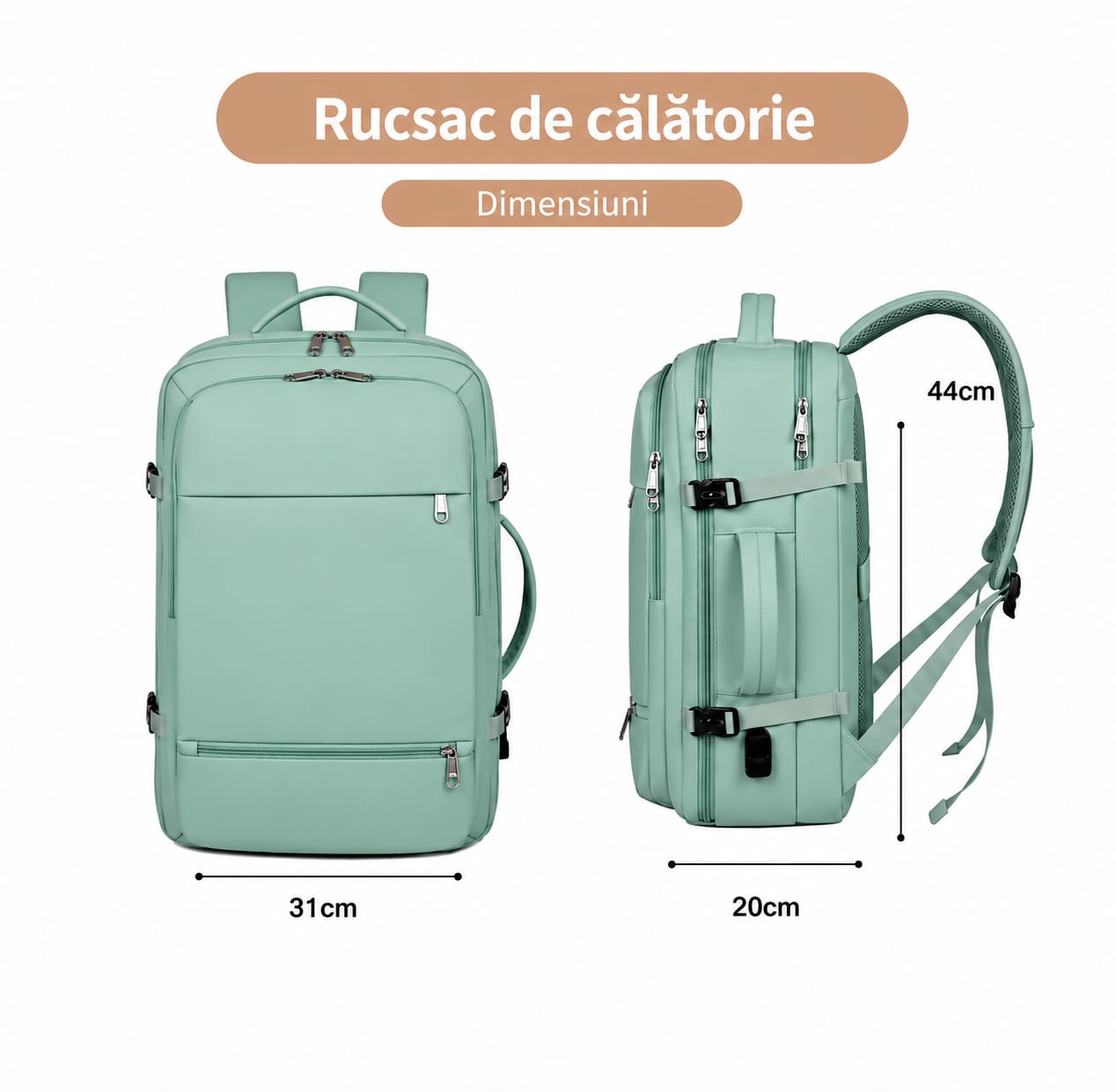 Rucsac de Călătorie LUNARIA, culoarea verde