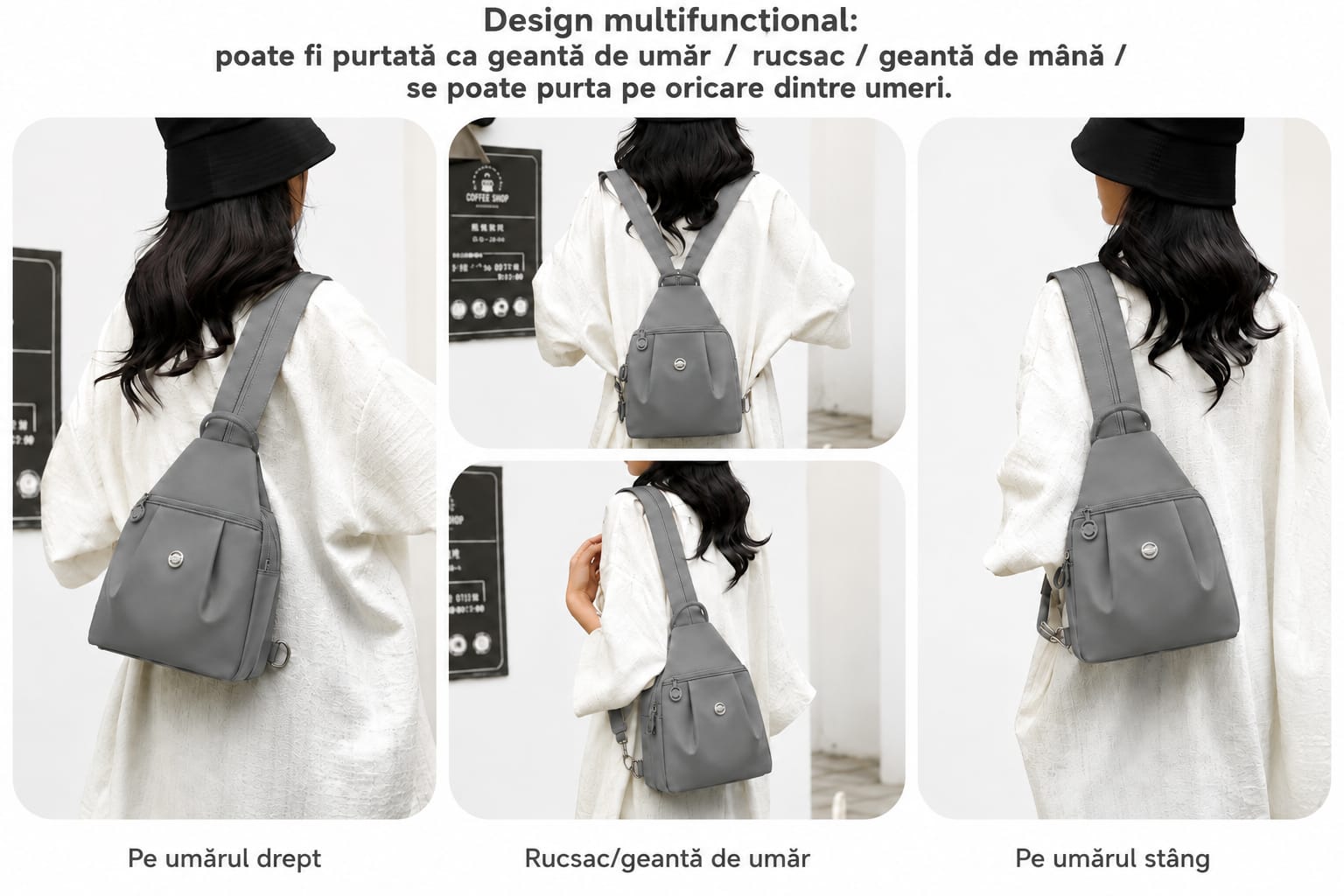 Mini Rucsac Multifuncțional LUNARIA, culoarea gri