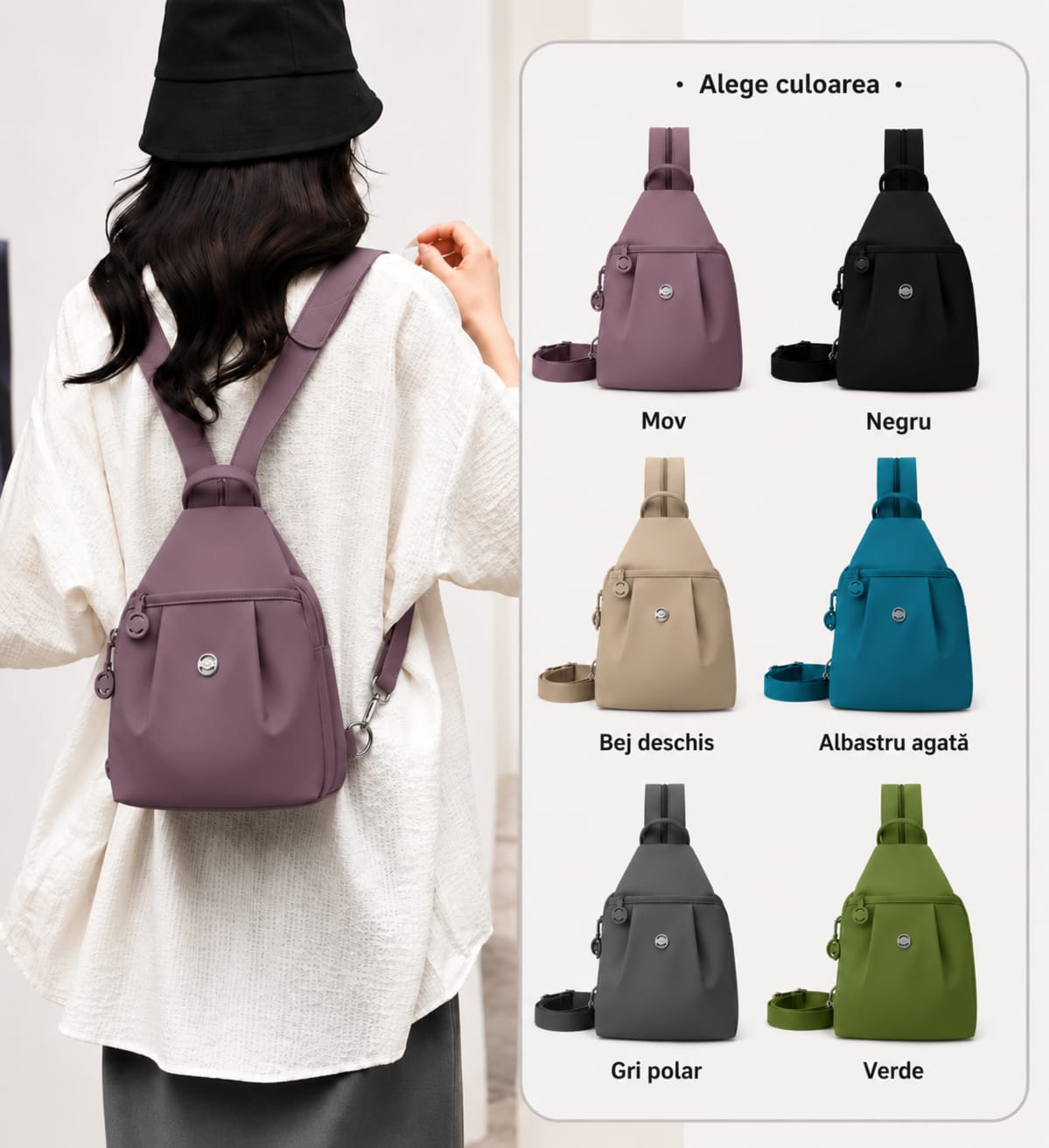Mini Rucsac Multifuncțional LUNARIA, culoarea mov