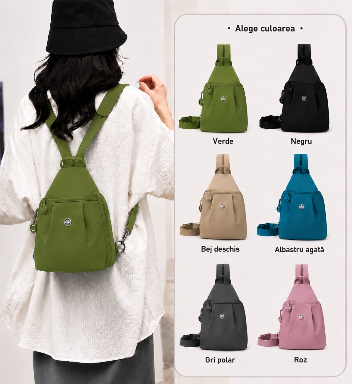 Mini Rucsac Multifuncțional LUNARIA, culoarea verde